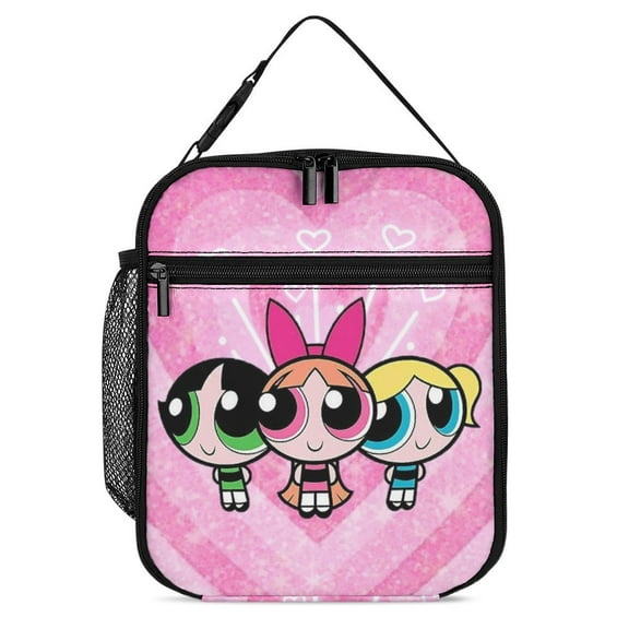 The Powerpuff Gi-rls Cute Lunch Bag Insulated Portable Lunch Box Cooler Bag Reusable Totes Handbag