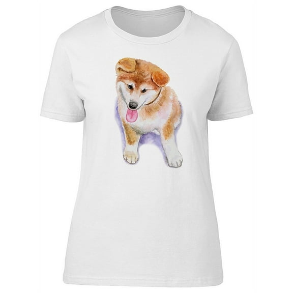 Fluffy Shiba Inu Puppy Dog T-Shirt Women -Image by Shutterstock, Female Large