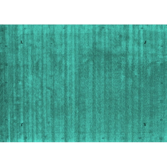 Ahgly Company Machine Washable Indoor Rectangle Abstract Turquoise Blue Contemporary Area Rugs, 2' x 3'
