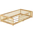 thumbnail image 5 of Alvantor Twin Size Montessori Floor Bed for Kids with Rails, Rubber Wood Toddler Bed Frame Low to Ground, No Box Spring Needed, Natural, 5 of 7