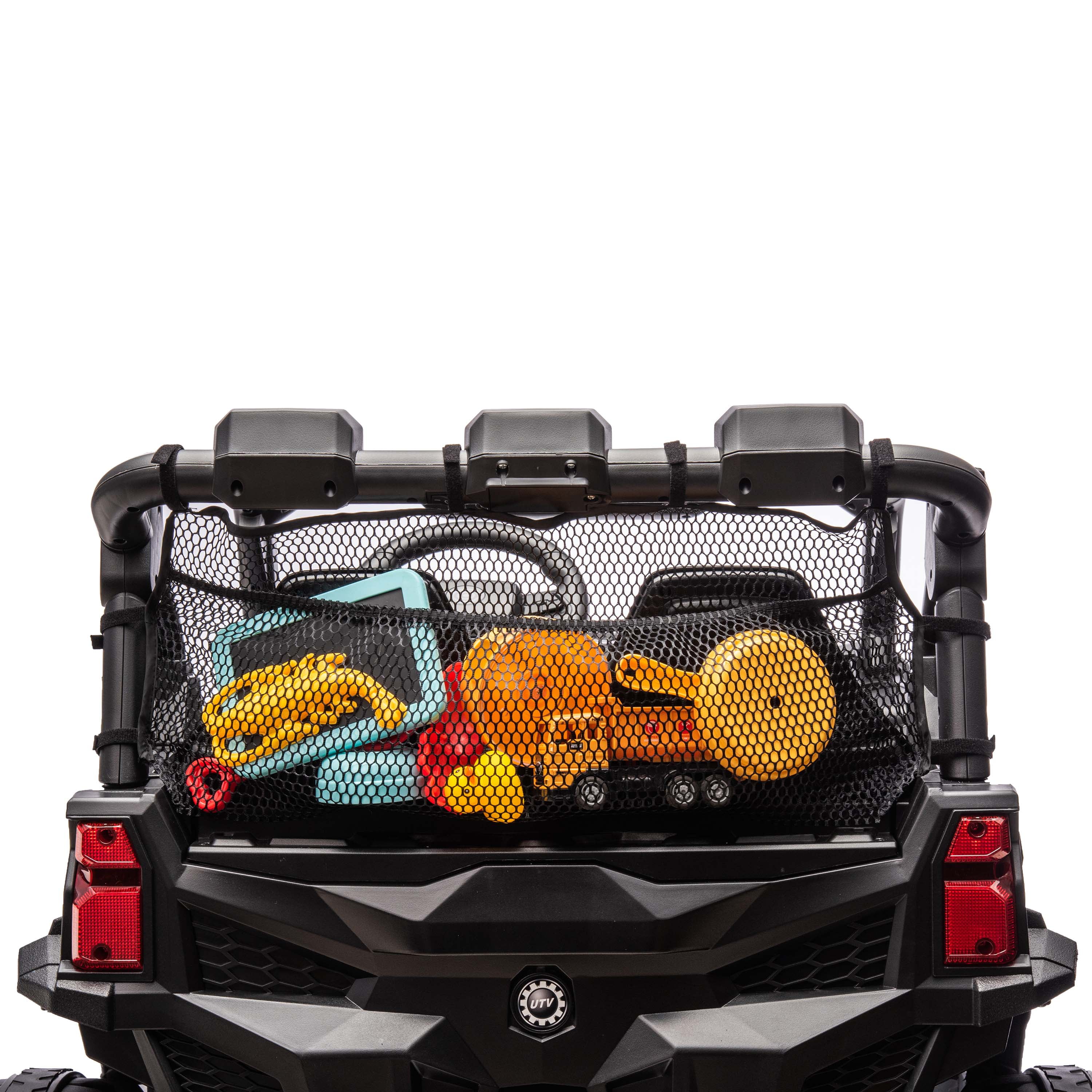 Joyracer 4WD 24 V Ride on Toys UTV with 2 XL Seaters, 4*200W Motor Kid Electric Power Car Wheels with Remote Control, LED Lights, Spring Suspension, 3 Speeds, Bluetooth Music, Black
