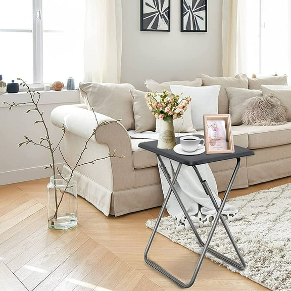 UGUCYUI-Folding TV Tray Table/TV Dinner Trays Tables for Eating,Stable Tv Trays Table 25In, Folding Tray Side Table, Foldable Snack Tables for Bed & Sofa, 15 x 18.9 x 26 in (Grey,1PC)