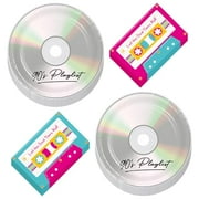 90's Party Supplies - CD Paper Dinner Plates and Cassette Tape Napkins - I Love The 1990's Throwback Decades Celebration Tableware (16 Plates & Napkins)
