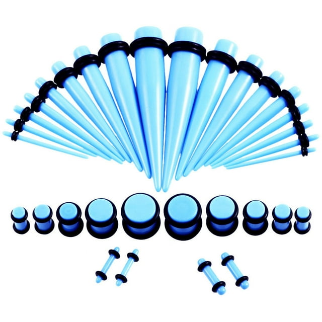 Ear Gauge Stretching Kit Taper Kit with Plugs Double O-Rings 14G-00G Acrylic Ear Stretching Kit Tapers Plugs Tunnels Gauges Expander Piercing Set,36Pcs