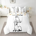 thumbnail image 3 of Manfei Kawaii Ghost Cat Bedding Comforter Set 7 Pieces for Kid, White Black Cartoon Animal Full Bedding Set, Cute Kitten Reversible Fitted Sheet Flat Sheet, Microfiber Bedroom Decor, 3 of 8