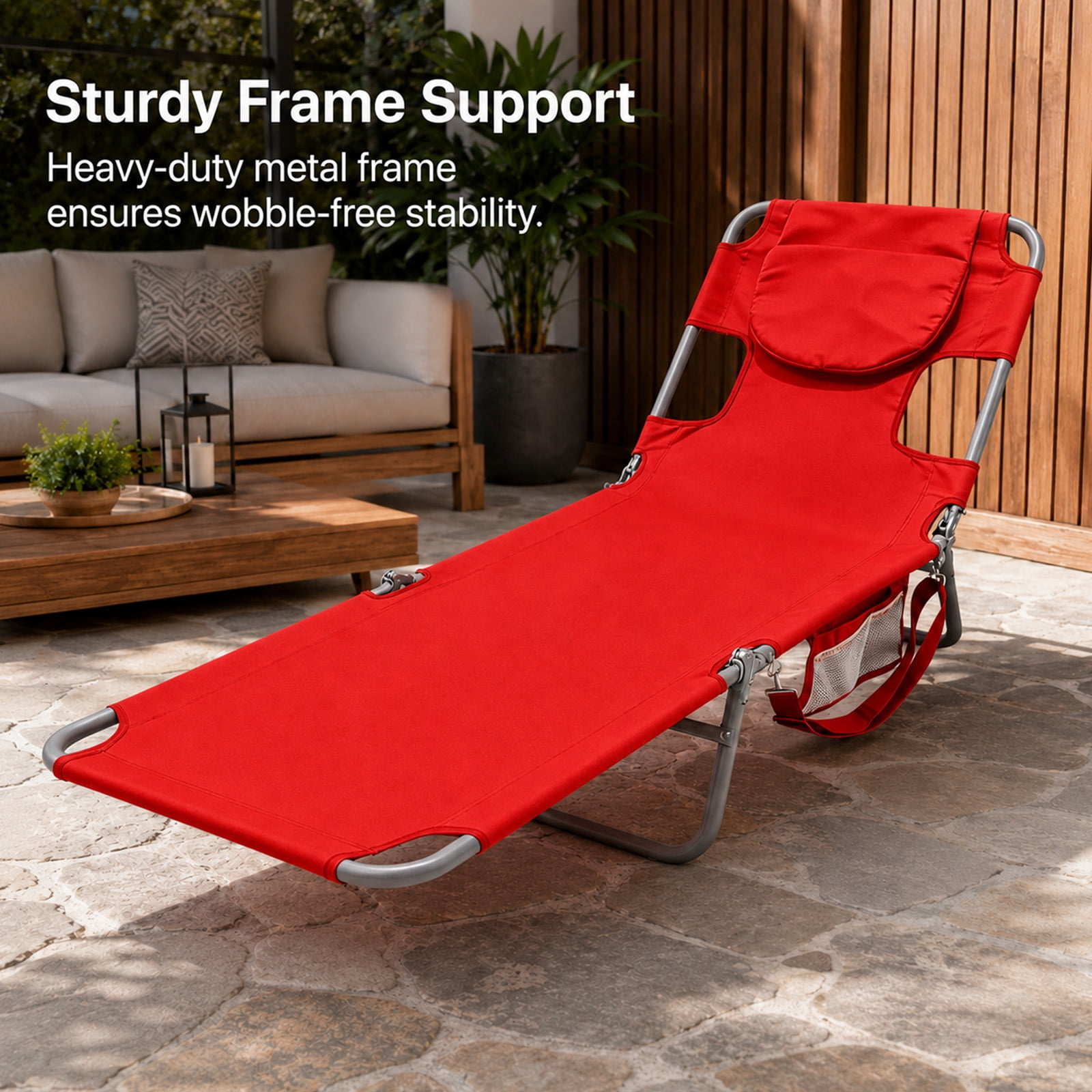 Alvantor Folding Lounge Chair 72"x22"Portable Reclining Lounger, Outdoor Relaxing Pool Tanning Chair, Lightweight Beach Recliner with Backpack Straps and Side Pockets