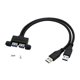 thumbnail image 4 of 1Pc Dual USB 30 A Male to USB 30 Female Extension Cable With Screw Panel Mount Holes 30cm Length Cable Cord, 4 of 5