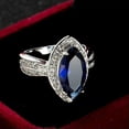 thumbnail image 3 of Blue Zirconia White Cz 925 Silver Stylish Wedding Ring Women's Jewelry Size 6-10, 3 of 5