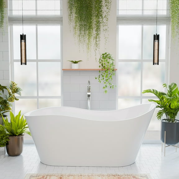 Havana 65 Inch Acrylic Freestanding Slipper Tub - No Faucet Drillings