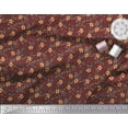 thumbnail image 2 of Soimoi Red Cotton Cambric Fabric Leaves & Periwinkle Floral Printed Fabric 1 Yard 42 Inch Wide, 2 of 3