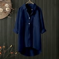 thumbnail image 1 of Weiqiqre Womens Spring Tops Oversized Linen Shirts Blouses Tops Long Sleeve High Low Button Up Shirts, 1 of 4