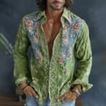 thumbnail image 2 of Mens Boho Hawaiian Hippie Patterned Shirt Retro Casual Button Down Top Vacation Holiday Resort Outfit Blouse, 2 of 5