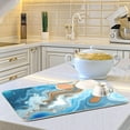 thumbnail image 5 of Blue and White Fluid Textures Dish Drying Mat Kitchen Counter Mat Draining Mat Kitchen Accessories Dish Rack Pad for Dishes, Utensils, Countertops, Sinks 18x24in, 5 of 7