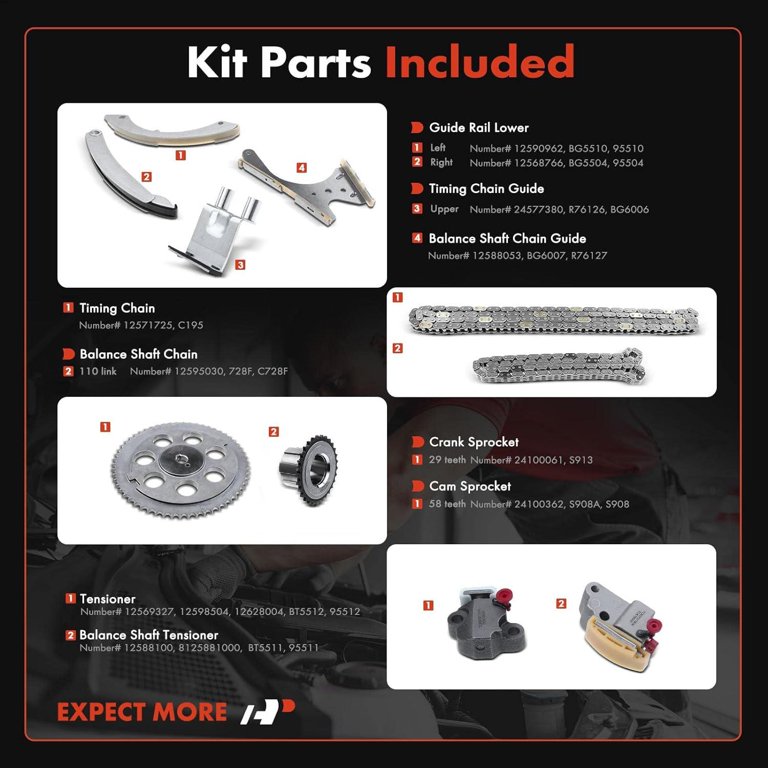 CNS Timing Chain Kit For Nissan 3.5L VQ35DE Engine - Fits 07-09 Altima, 09-10 Maxima & Murano