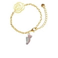 thumbnail image 2 of Delight Jewelry Silvertone Pink Running Shoe Gold-tone Flower Link Chain Bracelet, 6.75"+2" Extender, 2 of 4