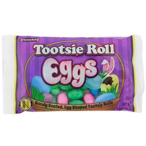 Candy Coated, Tootsie Roll Egg Shaped Candies, Perfect Easter Treats for Baskets or Hunts, 8 oz Bag