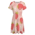 thumbnail image 4 of Strawberries Colorful Pink Red Green Sundress Short Sleeve Dress Summer Women Clothes Dress for Women Dresses, 4 of 7
