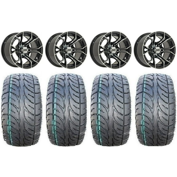 GTW Spyder 14" Golf Cart Wheels Mh 205x30 Fusion ST Tires E-Z-GO & Club Car
