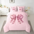 thumbnail image 5 of Feelyou Pink Bow Twin Bedding Sets 7-Piece for Teens, Princess Girl Bedding Comforter Set, Cartoon Ribbon Theme Sheet Sets, Microfiber Bedroom Decoration, 5 of 7