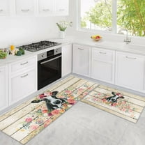 Cow Print Rugs for Kitchen Floor, Farmhouse Kitchen Mats Cushioned Anti Fatigue 2 Piece Set, Memory Foam Kitchen Mat Set of 2 and Kitchen Runner Rug Washable for Home Kitchen Decor 17"x30" 17"x47"