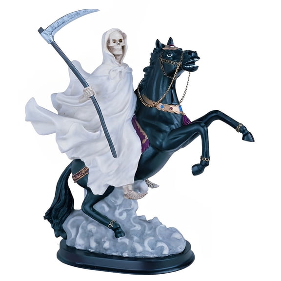 FC Design 12"H White Santa Muerte Riding Black Horse Statue Our Lady of The Holy Death Figurine Statue Sculpture Ornament Decoration Home/Room Decor and Unique Gift Ideas