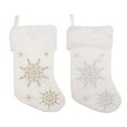 thumbnail image 3 of Billuyoard Medias navideñas de felpa cortas, calcetines de copo de nieve dorado plateado, chimenea para el hogar, colgante, bolsa de regalo, Kits de decoración para fiestas Dorado, 3 of 6
