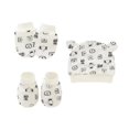 thumbnail image 1 of Gorros de algodón para bebé recién nacido, conjunto de sombrero y mitones de Hospital, guantes elásticos de Color caramelo sólido, gorro cálido para niño de 0 a 1 años, 1 of 4