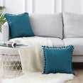 thumbnail image 2 of Dinheiro Topfinel 2er Set Samt Kissen mit Pompoms Einfarbig Weihnachten Kissenbezüge Dekorative Kissenhülle Kopfkissen Sitzkissen Dekokissen Couchkisen für Sofa Schlafzimmer Büro Auto 40X40cm Rosa, 2 of 7