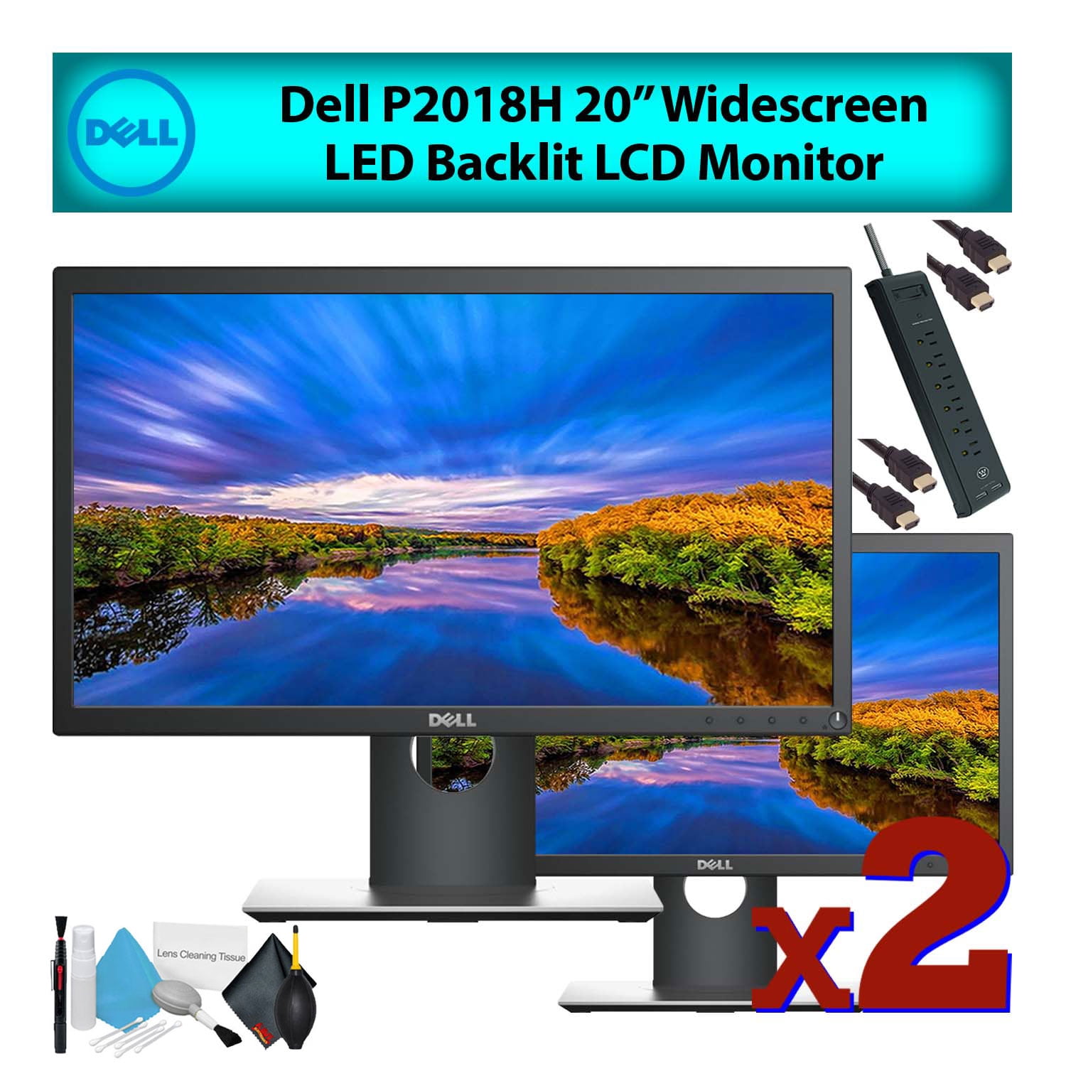 Dell 20" (P2018H) Widescreen LCD Computer Monitor (2Pack) Renewed