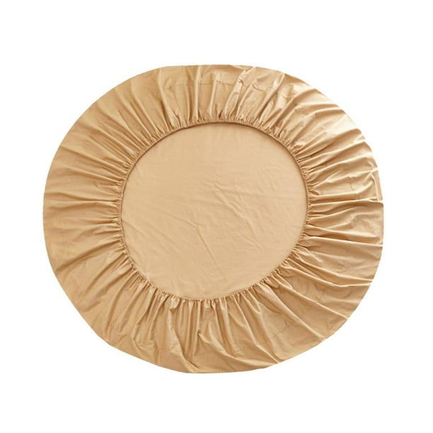 Funda de colchón de algodón de lujo, redonda, tamaño matrimonial, protector de colchón, sábana bajera ajustable Camello