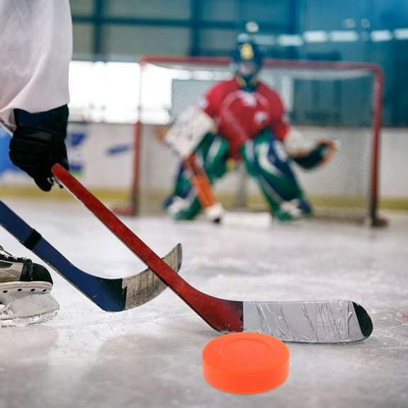 ROSENICE 4 Pcs Dumb Puck Hockey Association Equipment Hockey Puck Rubber Hover Official Regulation Hockey Pucks Pvc Orange 7x7cm