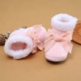 thumbnail image 2 of Baby Girl Bow Fleece Snow Boots Winter Warm Soft Sole Crib Shoes Booties for Newborn Infant Toddler, 2 of 9