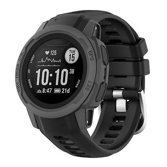 For Garmin Instinct 2s Silicone Stainless Steel Buckle Watch Band