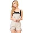 thumbnail image 2 of Revolt by Palomares Women's Juniors Vintage Twill/Denim Short Overalls (Small, Sand), 2 of 4