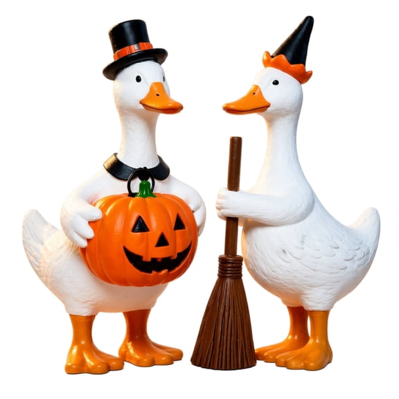 Resin Halloween Goose Figurine Set Tabletop Decor for Indoor Halloween Decorations
