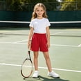 thumbnail image 6 of VBTAPA Boys Girls Cotton Athletic Shorts, Toddler Athletic Basketball Short Pants, Solid Summer Soccer Shorts, Kids School Sports Jogger Shorts Red 12-13 Years, 6 of 7