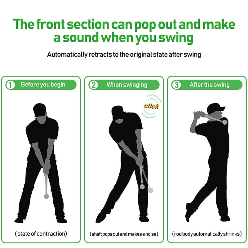 Retractable Golf Swing Trainer with Rhythm Click Sound - Grip Trainer Attachment for Strength & Tempo, Ideal for Chipping and Hitting - Golf Accessories for Men