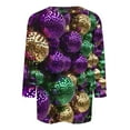thumbnail image 4 of Xdegoge Mardi Gras Tops for Women Plus Size Crewnceck 3/4 Sleeve Top Celebratory Carnival Attire Whimsical Print Funny Pullovers, 4 of 5