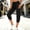 Black, variant on Women Hiking Pants Elastic Waist Linen 7/8th Loose Cargo Pants