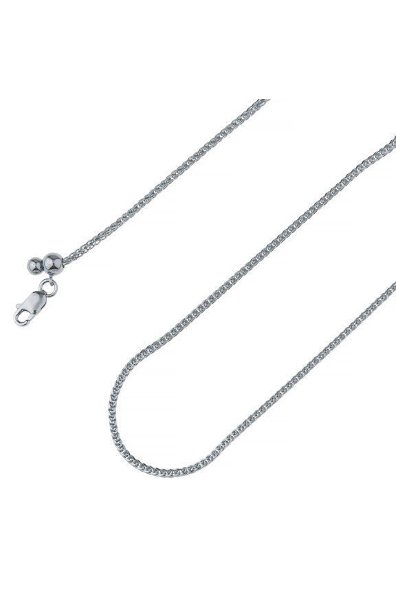 925 Sterling Silver 2mm Adjustable Franco Foxtail Rhodium Plated Chain