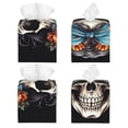 thumbnail image 3 of Rateoe Bow Flower Skull Pattern Tissue Box Cover, Modern Square Decorative Leather Facial Paper Case Organizer Holder Dispenser 5X5X5'', 3 of 8