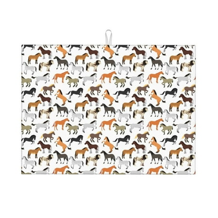 

Xecao Horse Patten Drying Mat Dish Drying Mats for Kitchen Counter Super Absorbent Dish Drying Pads 18×24 Inch