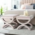 thumbnail image 3 of SAFAVIEH Mystic Glam Upholstered Square Ottoman w/ Silver Nail Heads, Blush Pink, 3 of 7