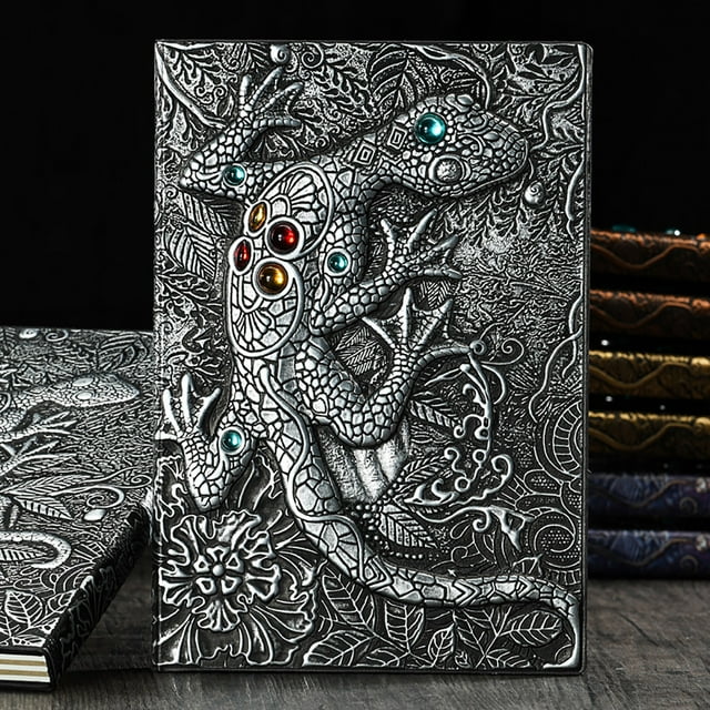 Iumwxz Lizard Personality Pattern Hardcover Notebook Notepad Silver Paper Tax Free Weekend