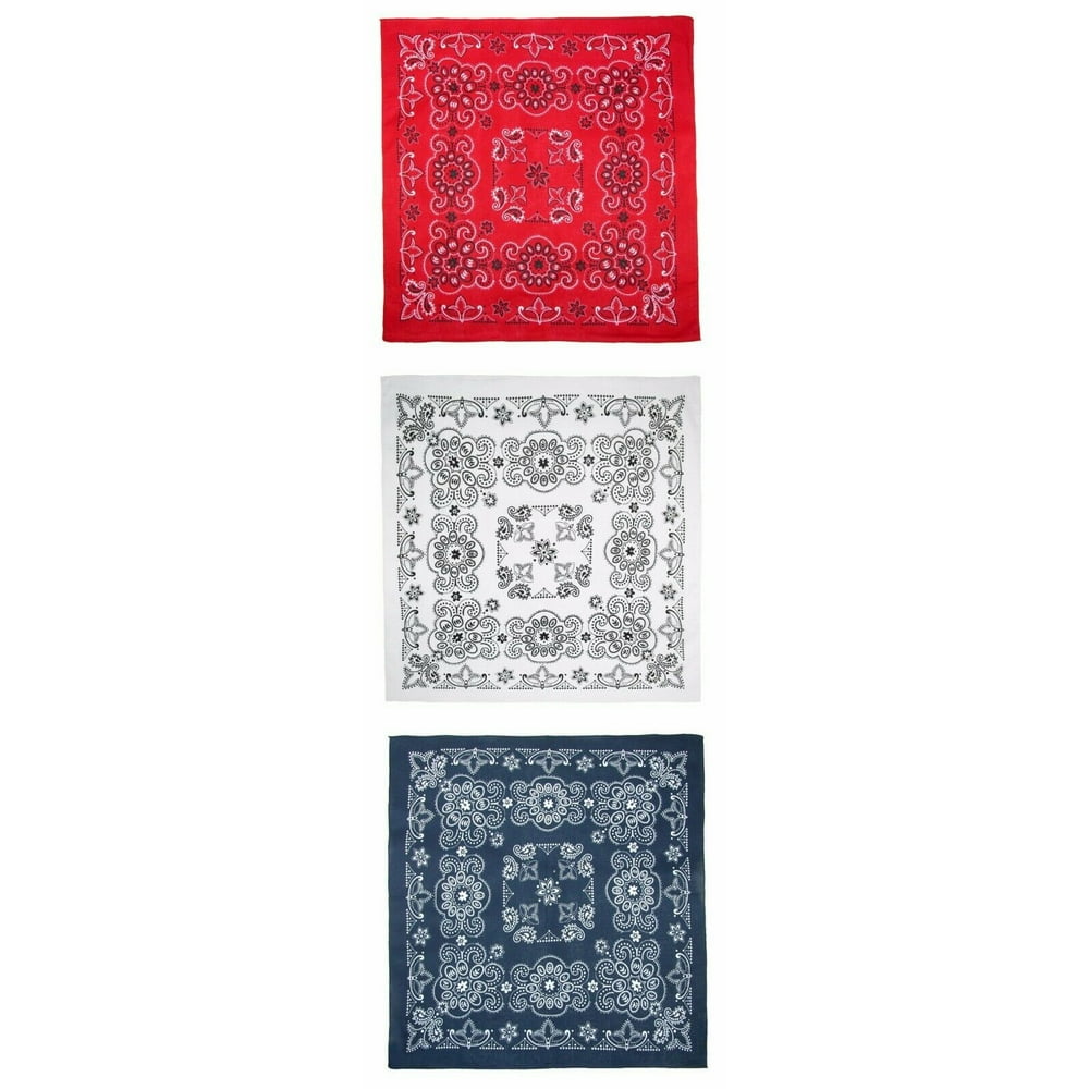 MTL Extra Large 27 Inch Cotton Patriotic Bandanas Red White and Blue
