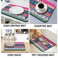 thumbnail image 4 of Washable Rubber Boho Floral Patchwork Drying Mats for Kitchen Counter Home Large Coffee Bar Pad Accessories and Decor for Utensils Stemware 23.5''x15.5'', 4 of 7
