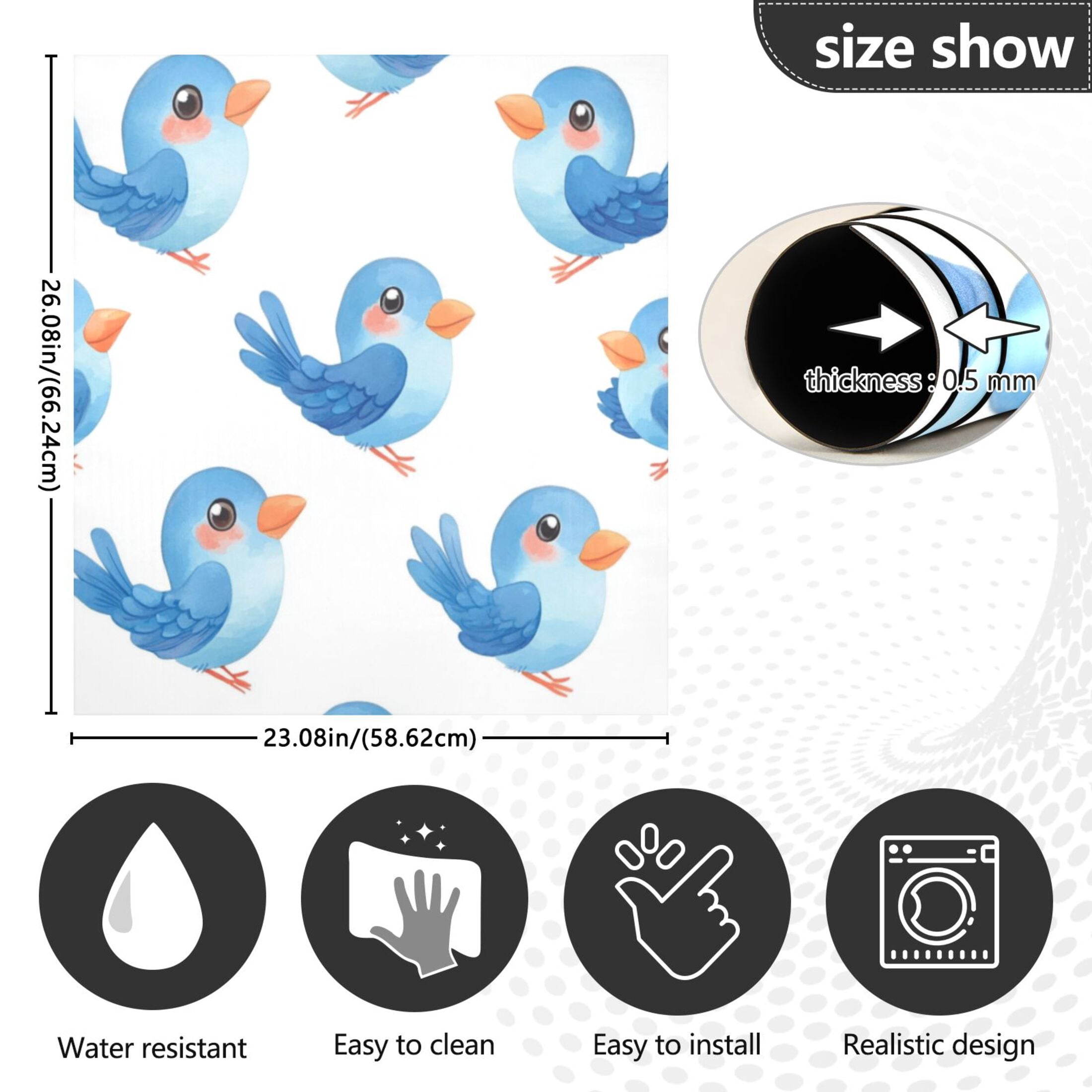 Dishwasher Magnetic Sticker 23x26 Inch Refrigerator Magnetic Sticker Washing Machine Magnetic Sticker Kitchen Panel Magnetic Sticker Home Decor Cartoon Blue Bird