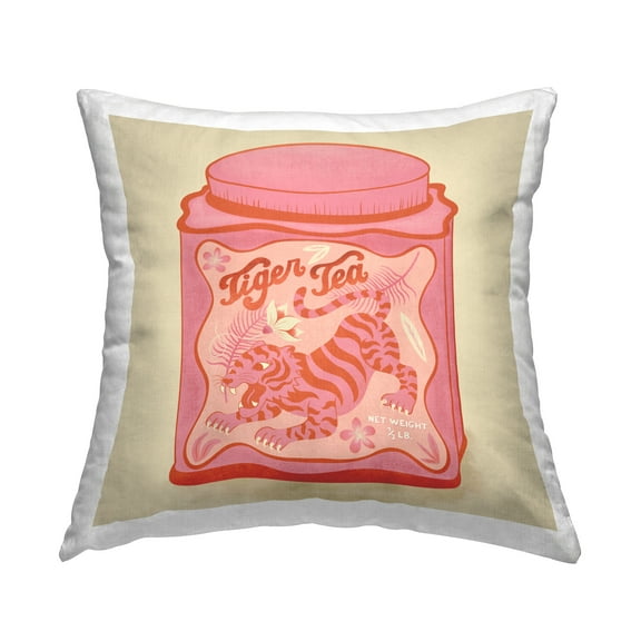 Stupell Industries Tiger Tea Traditional Style Decorative Printed Throw Pillow Design by Carrie Cantwell.