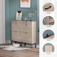 thumbnail image 6 of Brafab Shoe Storage Cabinet with 2 Flip Drawers and Open Shelf Natural Rattan Slim Shoe Organizer Rack Wooden Tipping Shoe Dresser Narrow Entrance Shoes Console with Metal Legs for Entryway, Hallway, 6 of 11