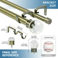 thumbnail image 3 of Urbanest Crystal Ball Manhattan 1" 3/4" Double Drapery Curtain Window Rod Set - 28" to 48", Antique Brass, 3 of 6